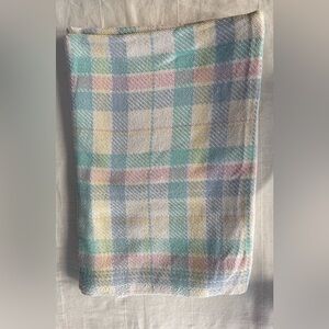 VTG Beacon Pastel Plaid Cotton Baby Blanket Open Waffle Weave WPL 1675 Great